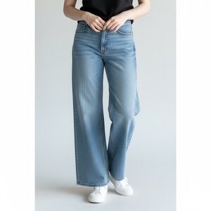 AEROPOSTALE HIGH RISE WIDE LEG DENIM JEANS LIGHTWEIGHT 100% COTTON SIZE 14 REG